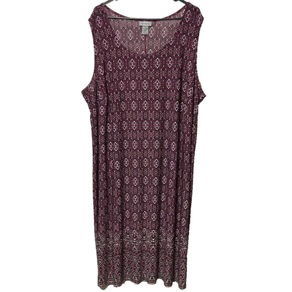 Catherine's 3X 26/28 Women's Sleeveless Midi Tank Dress Purple Paisley Diamonds - Picture 1 of 6